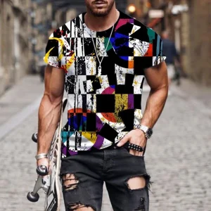 Street Art Graffiti T-shirt Mens Clothing 3D Print Short Sleeve O-neck T Shirts Harajuku Streetwear Sports Fitness Casual Tees